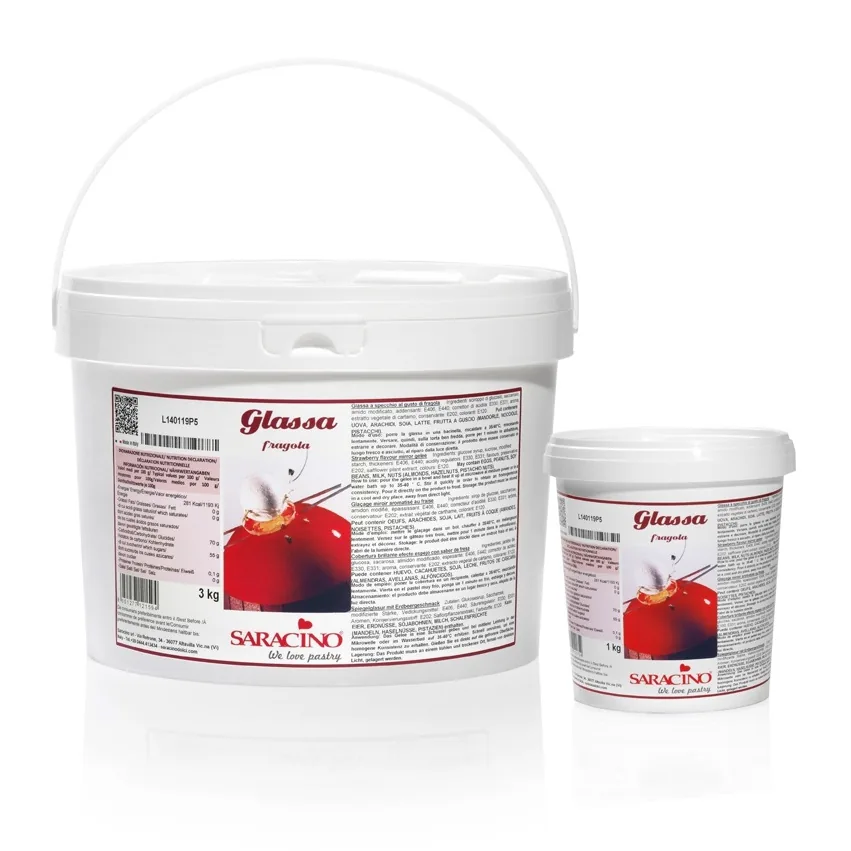 Glassa a specchio aardbei, verpakking van 3 kg