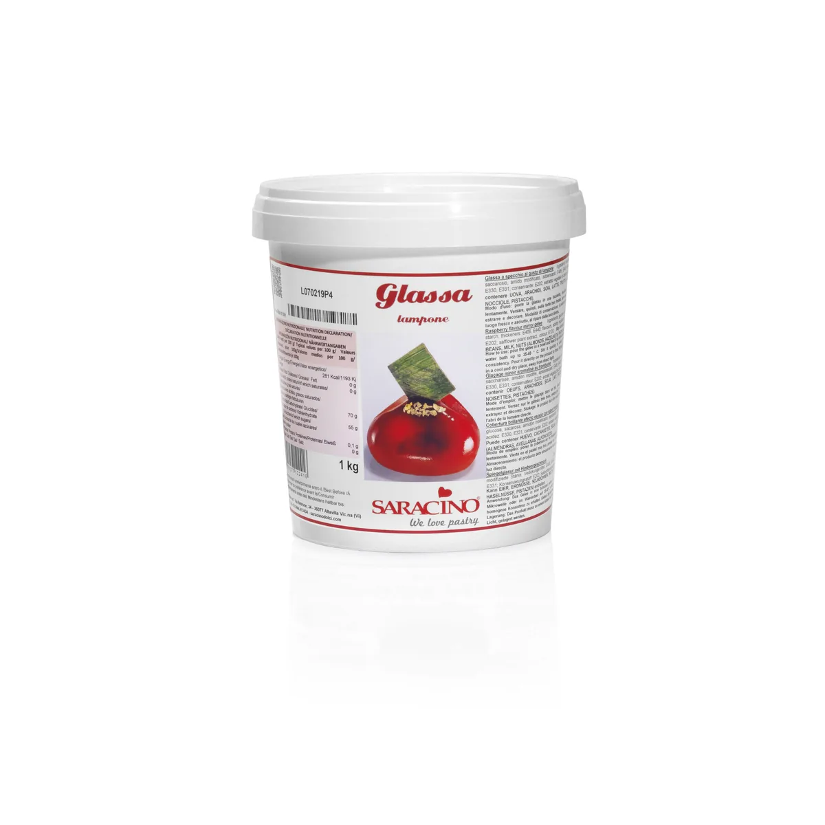 Glassa a specchio framboos, verpakking van 1 kg