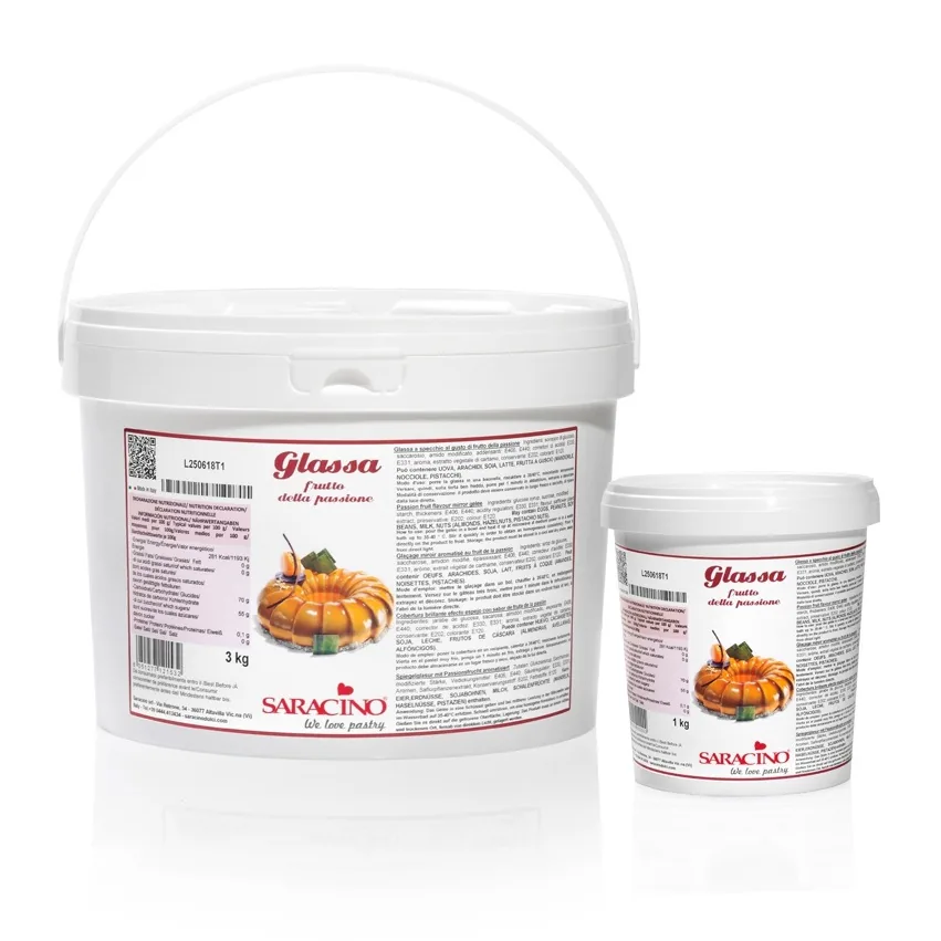 Glassa a specchio passievrucht, verpakking van 3 kg